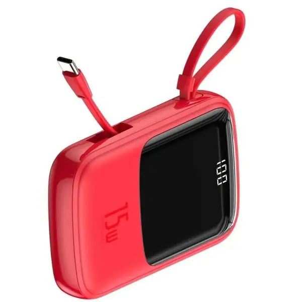 Baseus PPQD-B01 Q Pow 2-in-1 charging cable Digital Display Power Bank – Color: Red – View 3