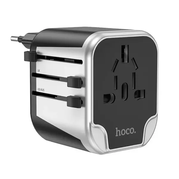 Hoco AC5 12W Universal Travel Adapter with Dual USB Ports – View 2