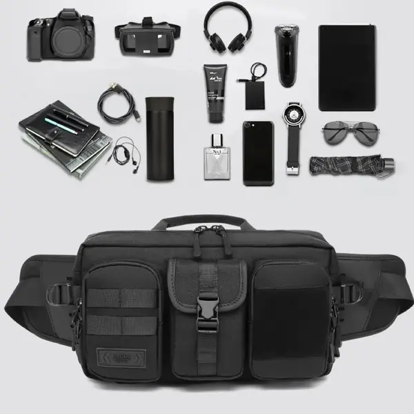 OZUKO 9449 Hard Shell Waterproof Waist Bag With USB Charging Port – View 4