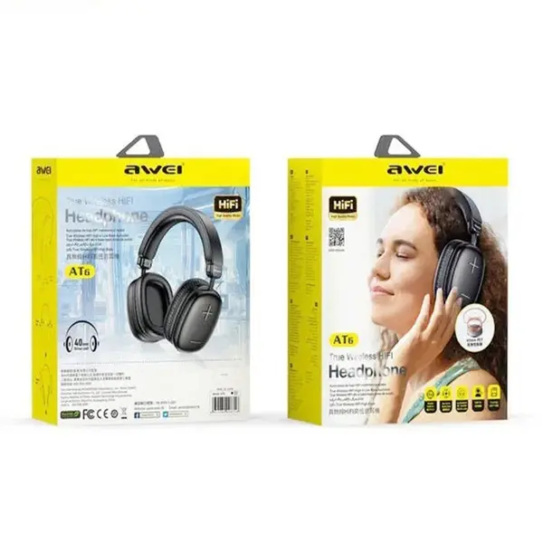 Awei AT6 Bluetooth Wireless Gaming Sport Headphone – Color: Black – View 3
