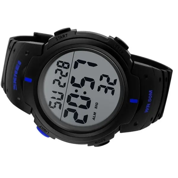 SKMEI 1068 Exclusive Digital Waterproof Sporty Men's Watch – Dial Color: Black, Strap Color: Blue – View 2