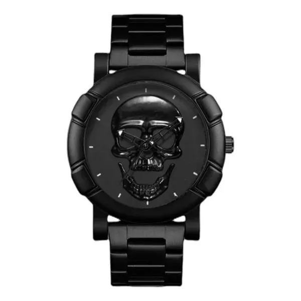 Skmei 9178 Skull Quartz Audlt Watch for Men – Dial Color: Black, Strap Color: Black – View 1