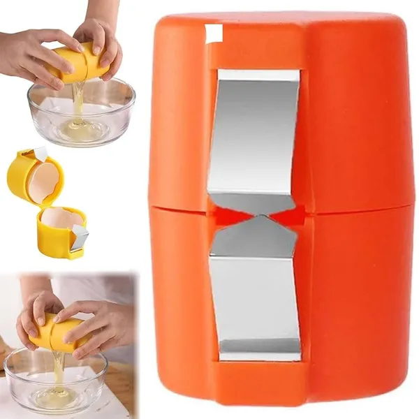 Hemico egg cracker Tool for Raw Eggs Shell Opener Handheld Eggs Breaker – Color: Orange – View 3