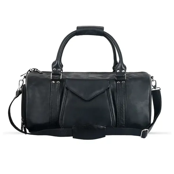 High Quality Travel/Gym Bag with Shoe Compartment – Color: Black – View 2