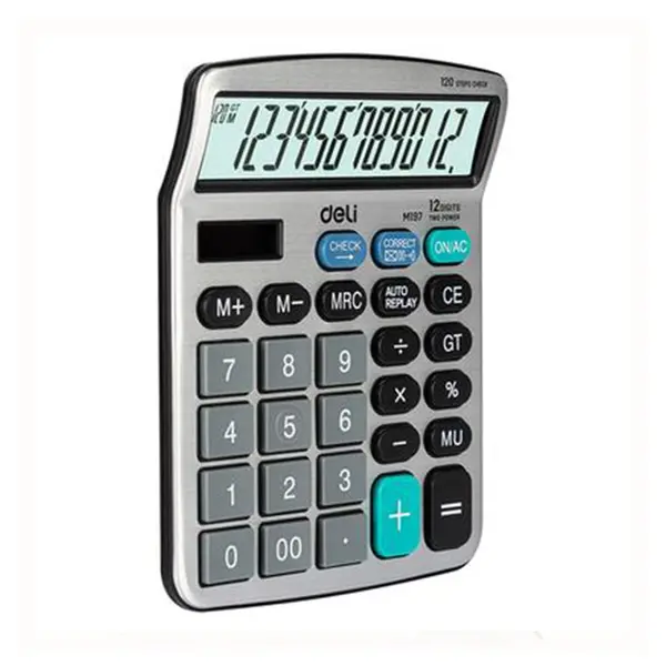 Deli EM19710 Metal-12 Digits Basic Calculator Dual Power – View 2
