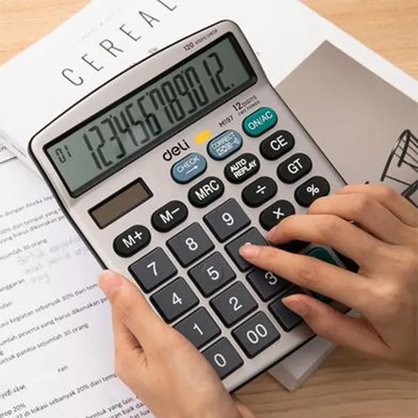 Deli EM19710 Metal-12 Digits Basic Calculator Dual Power – View 4