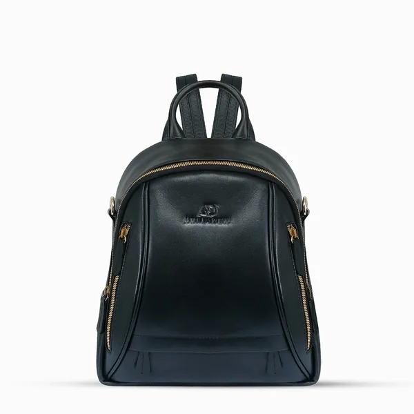 Oxford Expression Multi-Pocket PU Leather Women’s Backpack – Color: Black – View 1