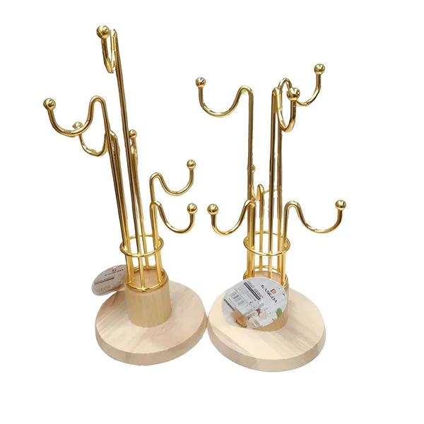 Metal Cup Stand TG5843 13.5 inch Mug Holder with Wooden Base – View 2