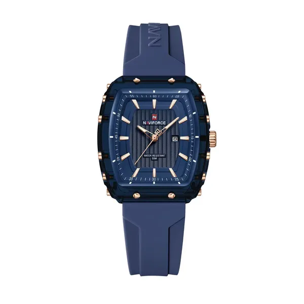 Naviforce 7124 Waterproof Comfortable Silicone Strap Quartz Sports Women Watch – Dial Color: Blue, Strap Color: Blue – View 1