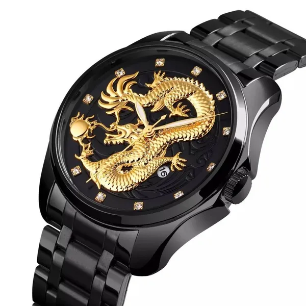 SKMEI 9193 Stainless Steel Fashion Business Men's Watch – Dial Color: Black, Strap Color: Black – View 2