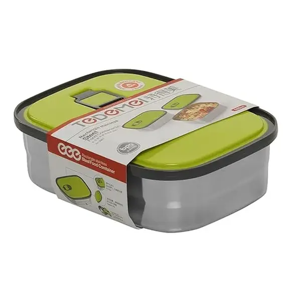 Tedemel Food Container Rectangle Stainless Steel Lunch Box – Color: Green – View 3