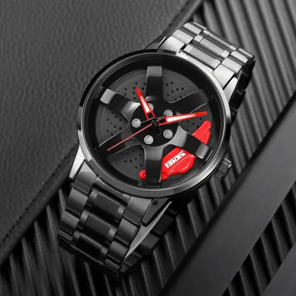 SKMEI 1787 Wheels Rolling Creative Men's Watch – Dial Color: Red, Strap Color: Black – View 3