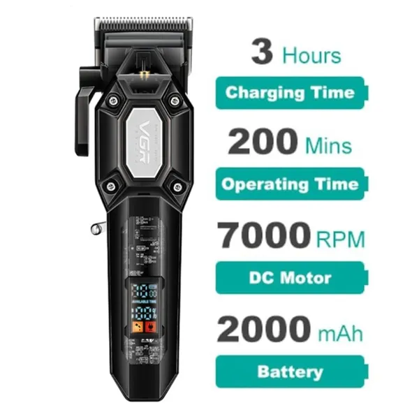 VGR V-600 Professional Hair Clipper Trimmer – Color: Black – View 3