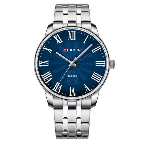 Curren 8422 Luxury Stainless Steel Quartz Analog Casual Style Fashion Men's Watch – Dial Color: Blue, Strap Color: Silver – View 1