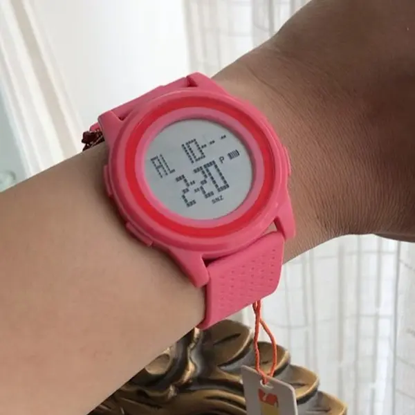 SKMEI 1206 Ultrathin Digital PU Leather Luminous Kid's Watch – Dial Color: Black, Strap Color: Pink – View 2