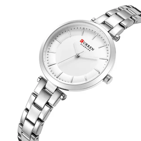Curren 9054 Quartz Bracelet Water Resistant Watch for Women – Dial Color: Silver, Strap Color: Silver – View 2