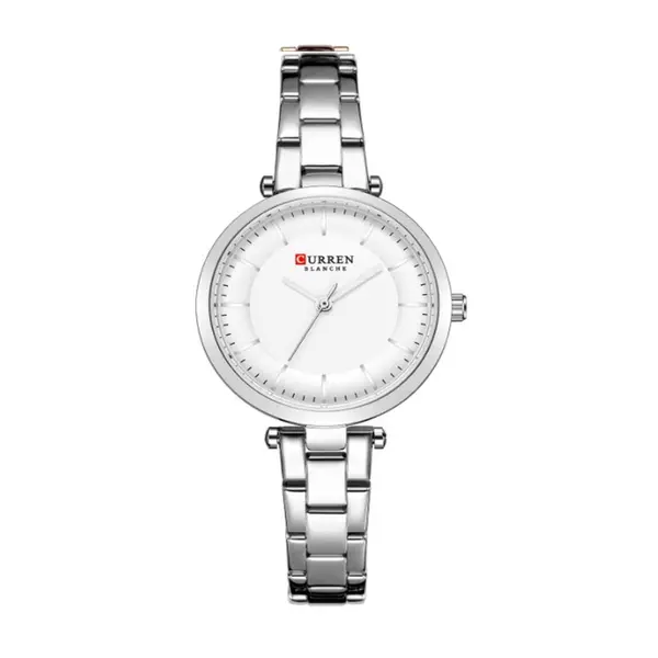 Curren 9054 Quartz Bracelet Water Resistant Watch for Women – Dial Color: Silver, Strap Color: Silver – View 1