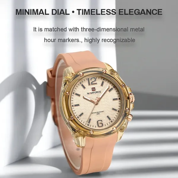 Naviforce 6103 Analog Silicone Strap Casual Men's Watch – Dial Color: Orange, Strap Color: Orange – View 2