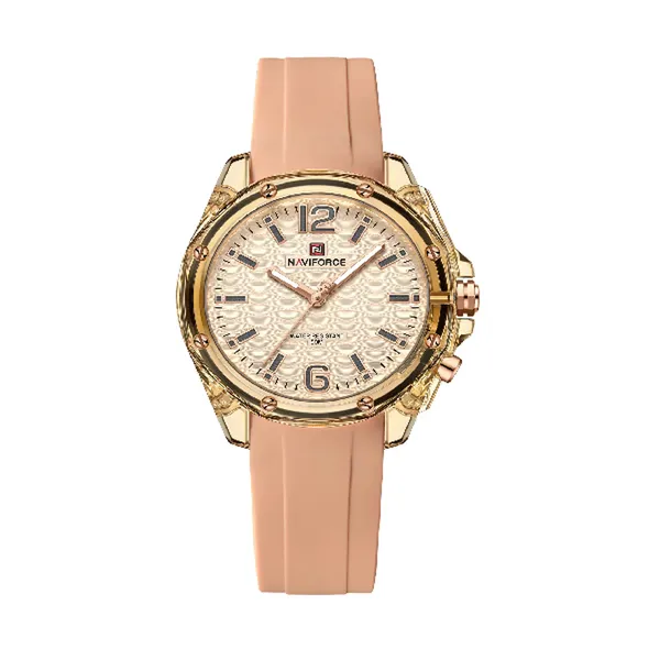 Naviforce 6103 Analog Silicone Strap Casual Men's Watch – Dial Color: Orange, Strap Color: Orange – View 1