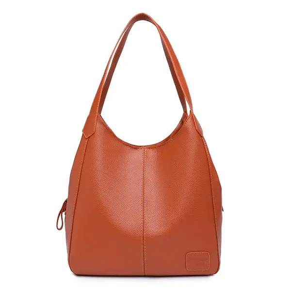 Trendy Solid Color PU Leather Crossbody Shoulder Bag – Color: Orange – View 1