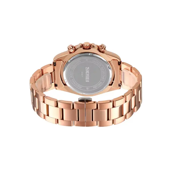 Skmei 9367 New Arrival Stainless Steel Strap Calendar Colorful Ladies Wristwatch – Dial Color: Black Gold, Strap Color:  Brown  – View 3