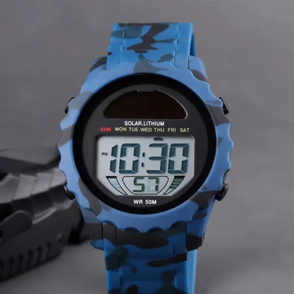 SKMEI 1585 Digital Waterproof Solar Power Digital Men's Watch – Dial Color: Black, Strap Color: Blue – View 3