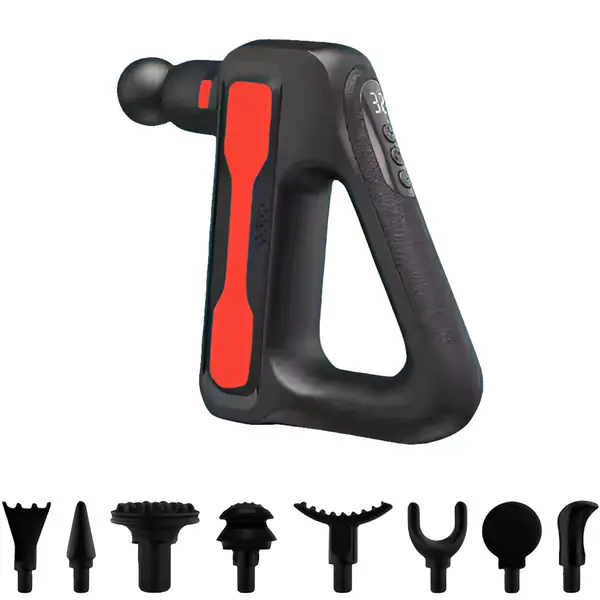 Rechargeable HB‑003 Deep Muscle Massage Gun with 8 Interchangeable Heads – Color: Red – View 1