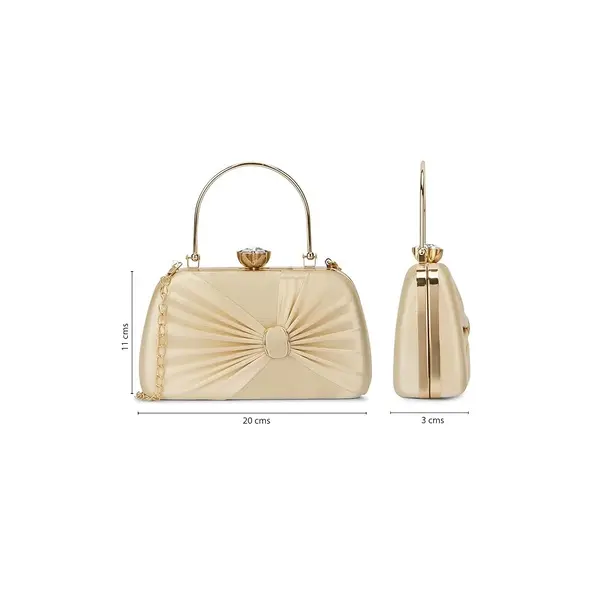 Faux Leather Lavie Women Sleek Wink Frame Clutche – Color: Gold – View 3
