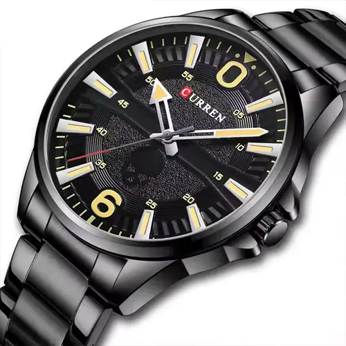 Curren 8389 High Quality Stainless Steel Quartz Analog Fashion Men's Watch – Dial Color: Black, Strap Color: Black – View 3