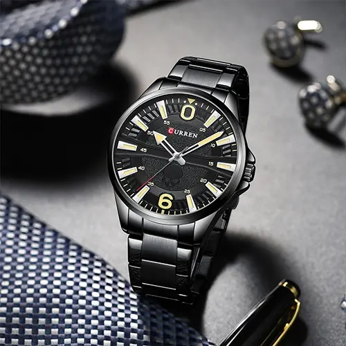 Curren 8389 High Quality Stainless Steel Quartz Analog Fashion Men's Watch – Dial Color: Black, Strap Color: Black – View 4