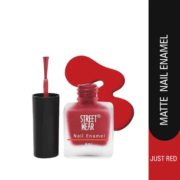 Street Wear Matte Beautiful Nail Enamel Just Red Nail Polish – View 2