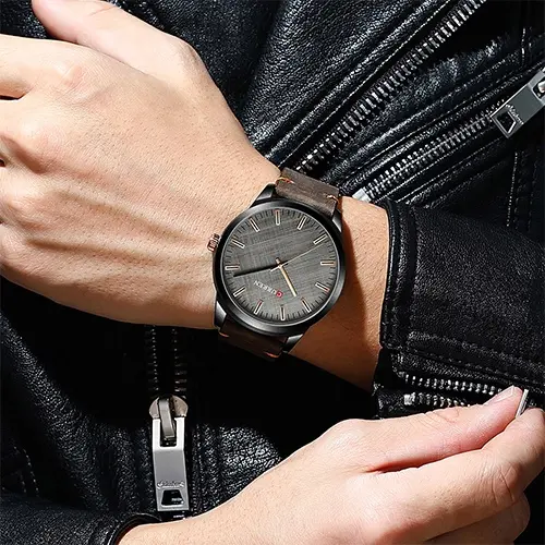 Curren 8386 Genuine Leather Strap Quartz Analog Fashion Men’s Watch – Dial Color: Brown, Strap Color:  Brown  – View 4