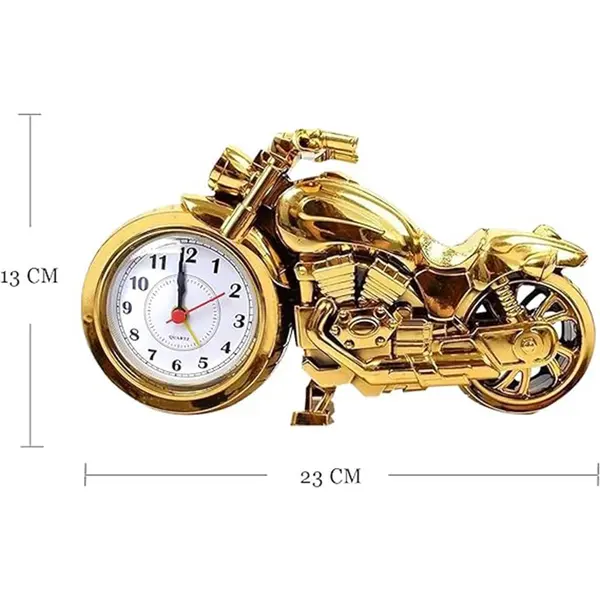 ARTISANS ALLEY Mini Motorcycle Bike Alarm Desk Shelf Table Clock – Color: Gold – View 2