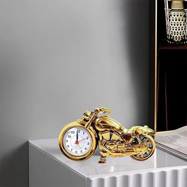 ARTISANS ALLEY Mini Motorcycle Bike Alarm Desk Shelf Table Clock – Color: Gold – View 5