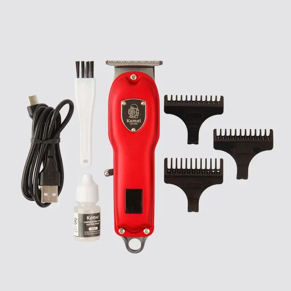 Kemei KM-026 Rechargeable Beard and Hair Clipper Trimmer For Men – Color: Red – View 4