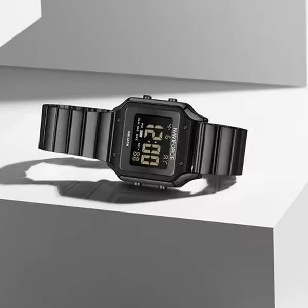 Naviforce NF5046 Stainless Steel Calorie Mileage Digital Sporty Women's Watch – Dial Color: Black, Strap Color: Black – View 2