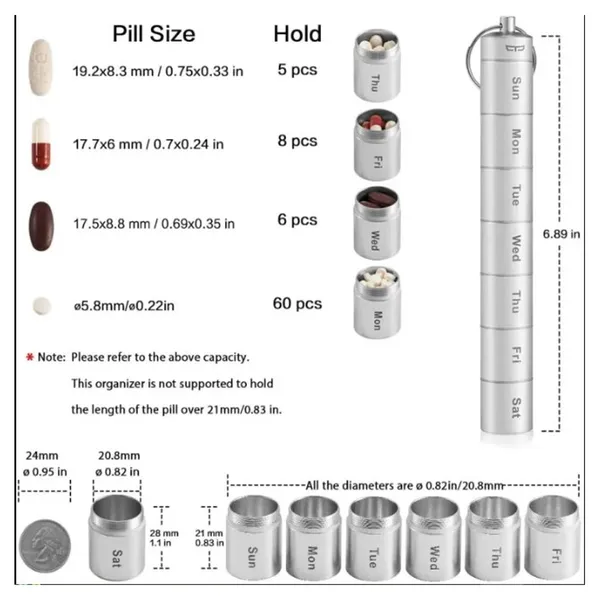7 Grids Pill Box 7 Days Weekly Pill Case Storage Organizer Container Waterproof – View 4