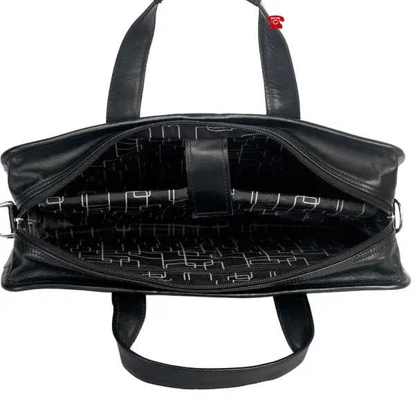 Mens 16 Inch Crossbody Shoulder Office Bag Retro College Satchel – Color: Black – View 3
