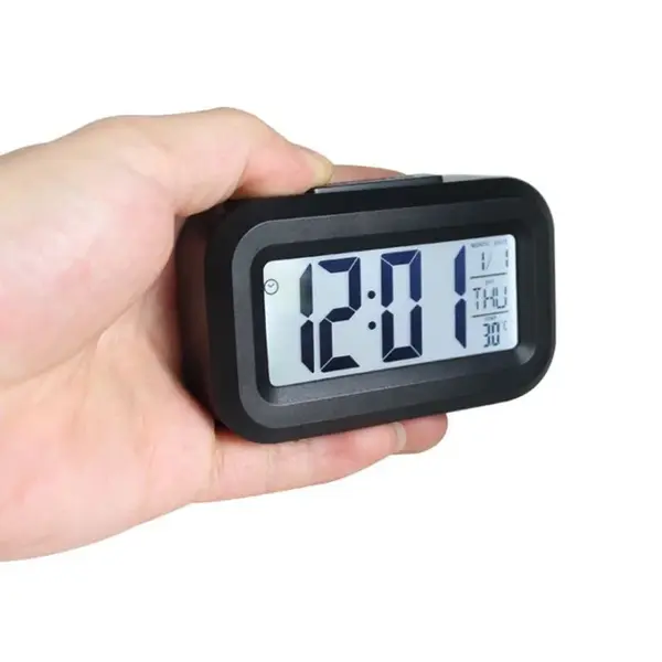 Data Time Calendar Desktop Multifunction LED Digital Table Clock – Color: Black – View 2