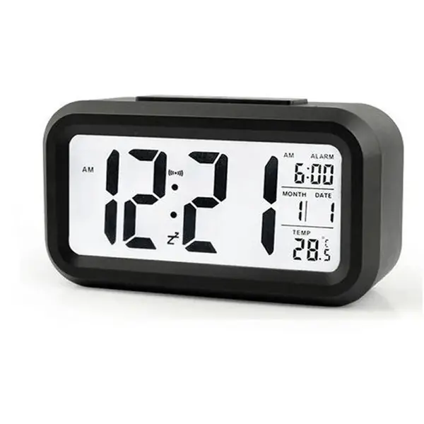 Data Time Calendar Desktop Multifunction LED Digital Table Clock – Color: Black – View 1