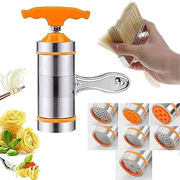 Stainless Steel Noodle Maker Manual Pasta Machine With 9 Press Molds – View 2