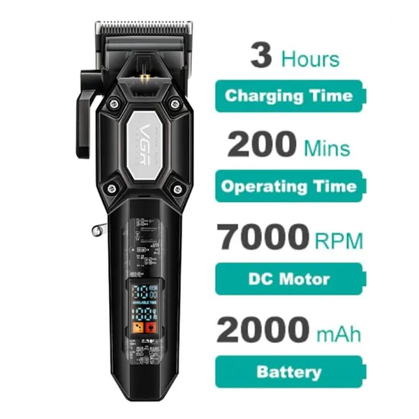VGR V-900 Professional Hair & Beard Trimmer – Color: Black – View 3