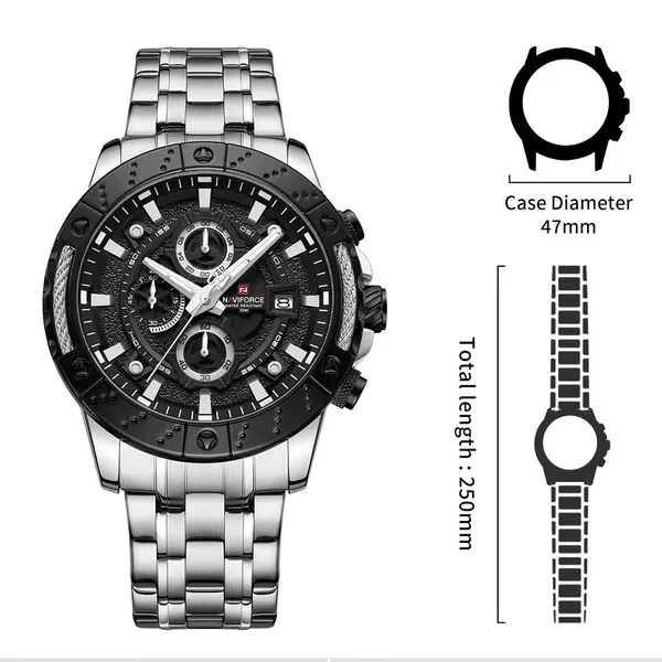 NAVIFORCE NF9227 Hollow Mechanical Style Men’s Watch – Dial Color: Black, Strap Color: Silver – View 5