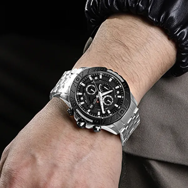 NAVIFORCE NF9227 Hollow Mechanical Style Men’s Watch – Dial Color: Black, Strap Color: Silver – View 6