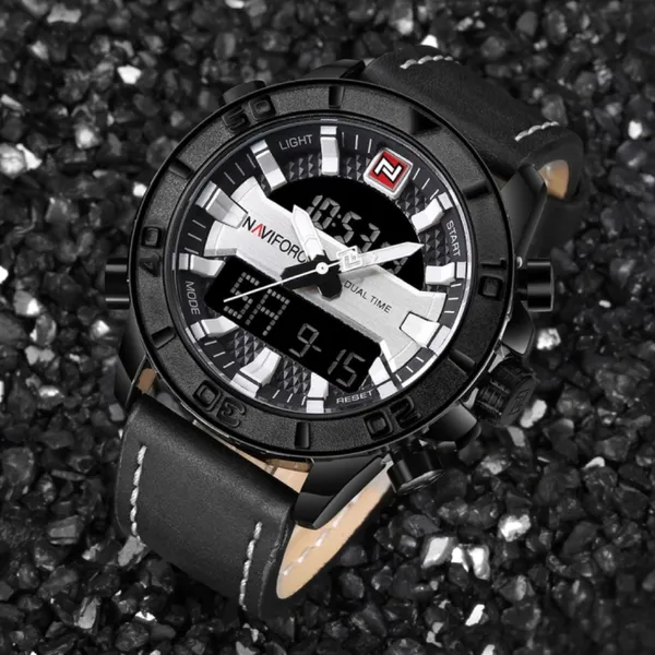 NAVIFORCE 9114 Waterproof Trendy Quartz Movement Men's Watch – Dial Color: White, Strap Color: Black – View 3