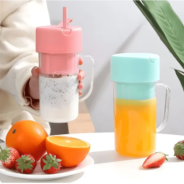 6 Blade Powerful Portable Rechargeable Juicer Mug with Straw – View 3