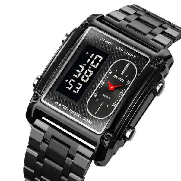 SKMEI 1868 Multiple Time Digital Analog Men's Watch – Dial Color: Black, Strap Color: Black – View 2
