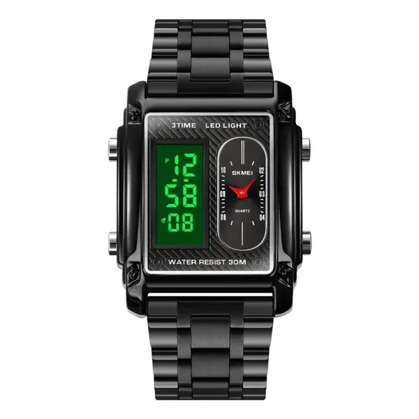 SKMEI 1868 Multiple Time Digital Analog Men's Watch – Dial Color: Black, Strap Color: Black – View 3