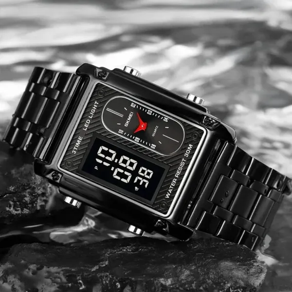 SKMEI 1868 Multiple Time Digital Analog Men's Watch – Dial Color: Black, Strap Color: Black – View 5