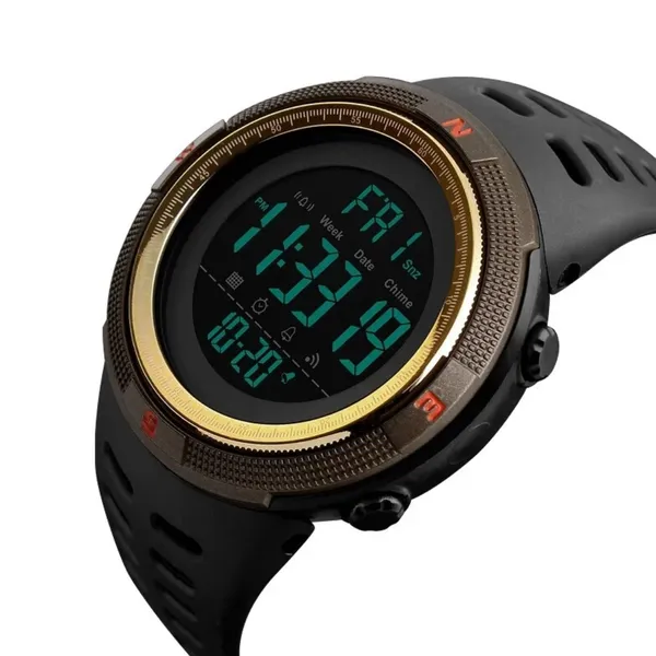 Skmei 1251 Digital Dial PU Strap Waterproof Sports Men's Watch – Dial Color: Brown, Strap Color: Black – View 2